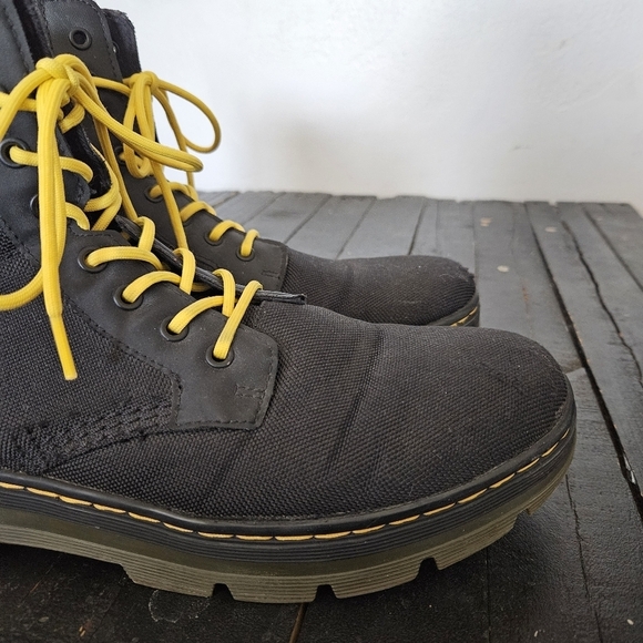 Dr. Martens Men\'s 11 Black Yellow High-Top Boots Chunky Sole Combat Work Utility